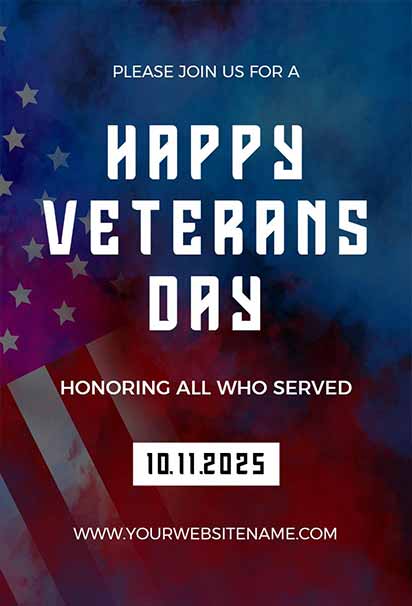 Bold Patriotic Veterans Day Invitation With Vibrant Flag Colors And Strong Tribute Theme