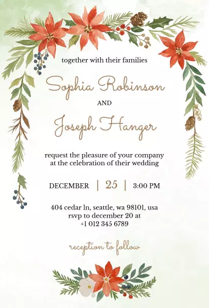 Botanical Christmas Wedding Invitation