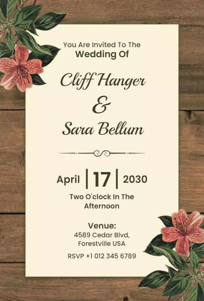 Brown wooden Theme Wedding Invitation