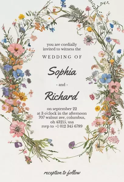 Charming Wildflower Wedding Invitation