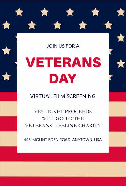 Classic American Veterans Day Invitation With Traditional Flag Design And Respectful Tribute Tone