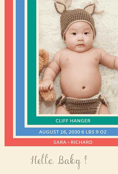 Color Block Modern Birth Announcement With Bold Geometric Sections And Clean Contemporary Design