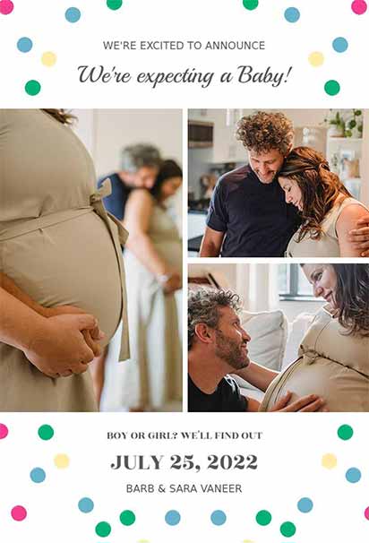 Colorful Confetti Pregnancy Announcement Template With Bright Design And Joyful Celebration Theme