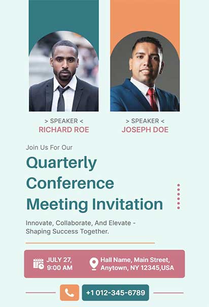 Colorful Professional Conference Invitation With Vibrant Business Graphics And Clean Modern Corporate Layout