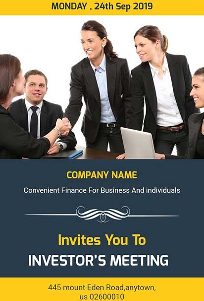 Corporate Investor Meeting Invitation With Professional Design And Sleek Business Style