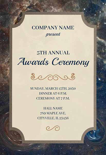 Cosmic Elegance Award Invitation With Starry Night and Gold Highlights