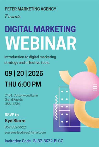 Creative Digital Marketing Webinar Invitation With Bold Typography and Vibrant Gradient Tones