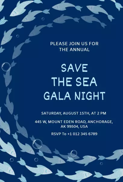 Creative Save The Sea Gala Night Event Invitation