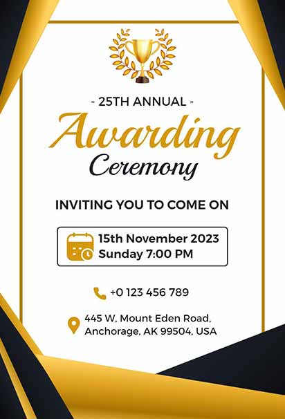 Distinguished Anniversary Award Ceremony Invitation With Elegant Black and Gold Theme