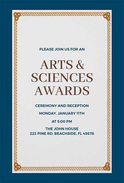 Elegant Arts & Sciences Award Celebration Invitation With Modern Geometric Layout