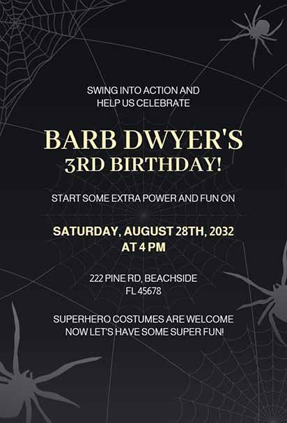 Elegant Black And Gold Spiderman Birthday Invitation With Luxurious Design And Heroic Celebration Theme