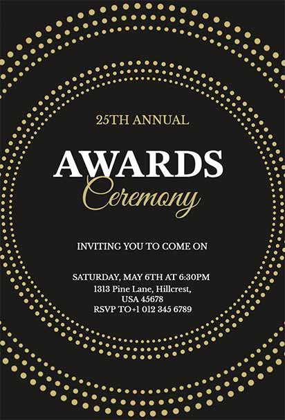Elegant Black And Gold Award Ceremony Invitation With Luxurious Metallic Accents
