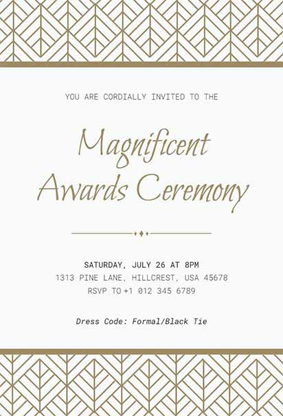 Elegant Gold Geometric Award Ceremony Invitation With Black Background And Luxurious Golden Frame