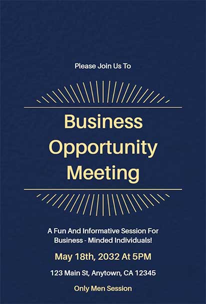 Elegant Navy And Gold Business Event Invitation With Sophisticated Design And Professional Theme
