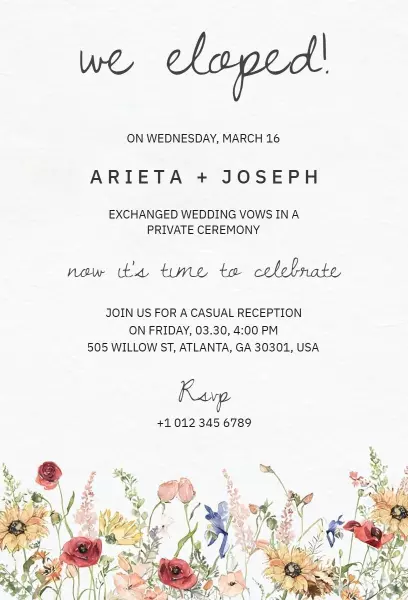 Elopement Wedding Invitation