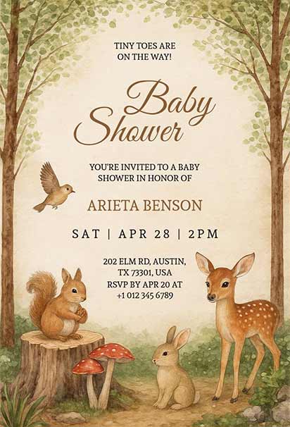 Enchanted Forest Canopy Woodland Baby Shower Design With Lush Greenery And Magical Nature Elements