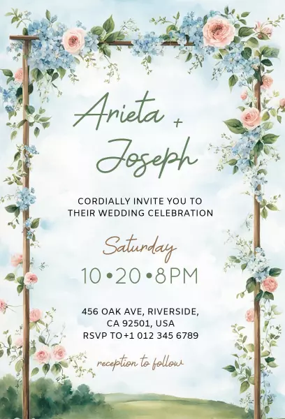 Floral Outdoor Wedding Celebration Invitation