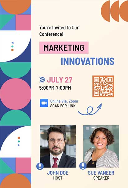 Geometric Marketing Conference Invitation With Bold Angular Shapes And Modern Professional Design Elements