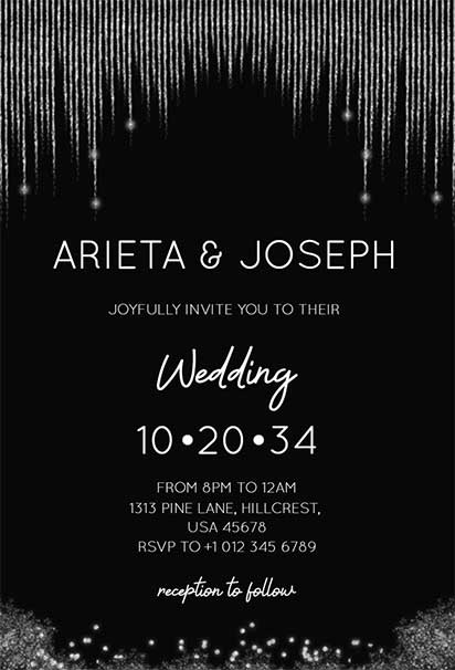 Glamorous Black And Silver Luxury Wedding Invitation With Sleek Metallic Accents And Elegant Modern Detailing
