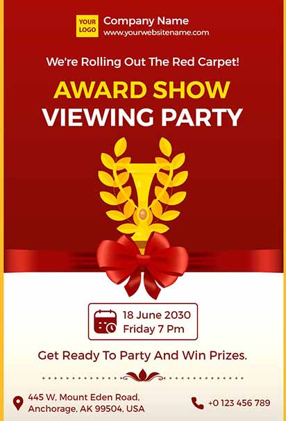 Glamorous Red Carpet Award Celebration Invitation With Luxe Gold Accents