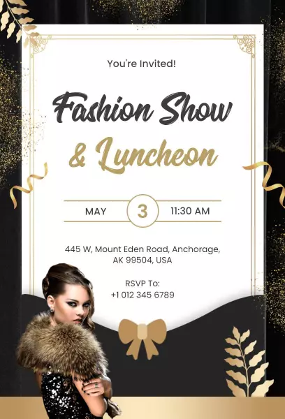Elegant Fashion Show Luncheon Event Invitation
