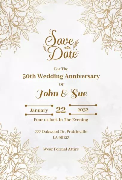 Gold & White Save The Date Wedding Invitation
