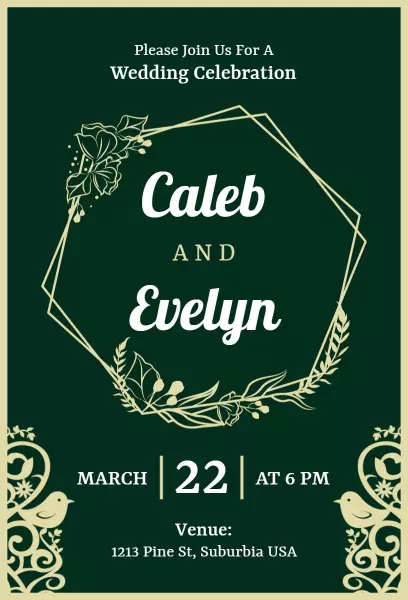 Green Rustic Wedding Invitation