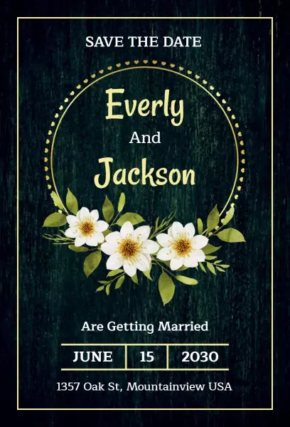 Green Wooden Natural Wedding Invitation