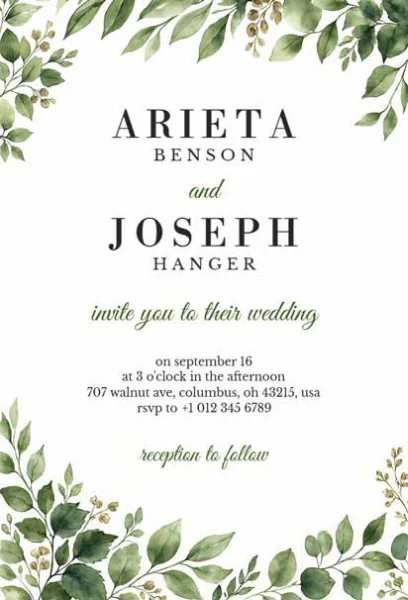 Greenery Wedding Invitation