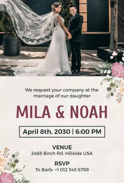 Beige Photo Wedding Invitation