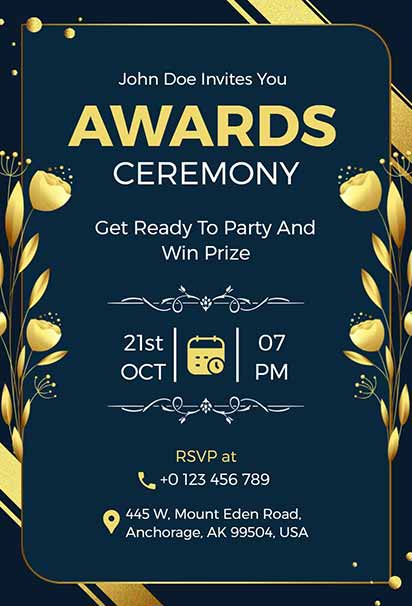 Luxurious Golden Gala Invitation With Shimmering Gold and Black Celebration Theme