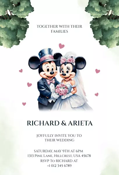 Micky Mouse Wedding Invitation