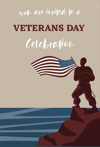 Minimal Patriotic Veterans Day Invitation With Subtle Flag Colors And Elegant Honor Theme