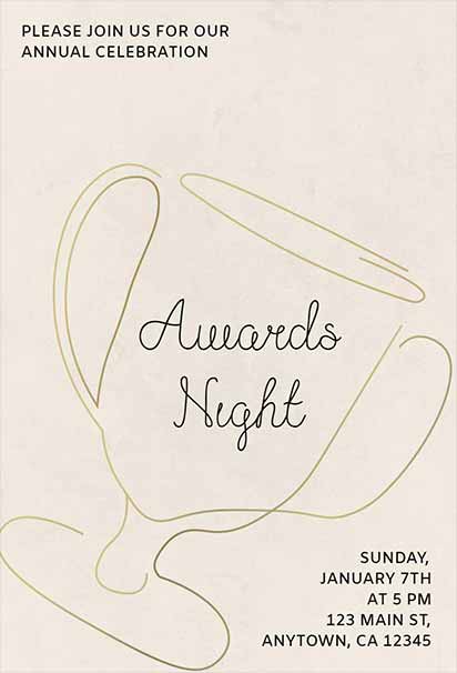 Minimalist Beige Award Night Invitation With Elegant And Refined Design