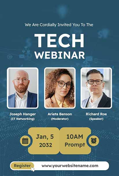 Modern Blue Tech Webinar Invitation With Sleek Digital Layout and Futuristic Design