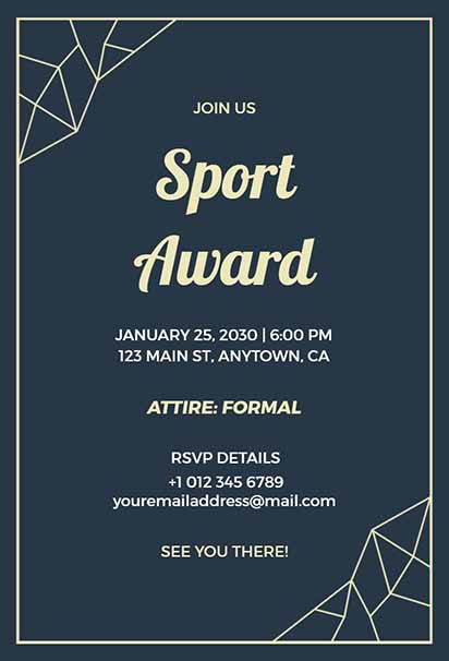 Modern Geometric Sports Gala Award Ceremony Invitation With Bold Shapes And Dynamic Design