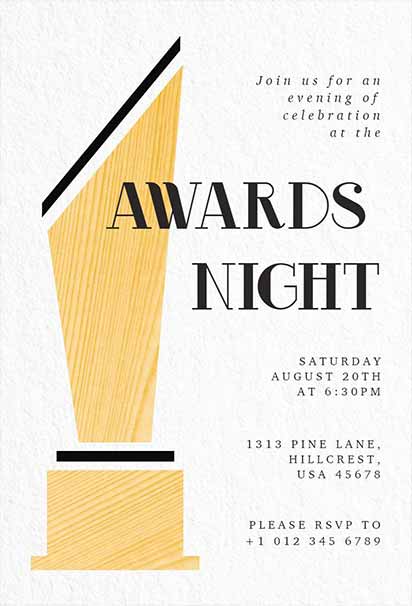Modern Minimalist Award Night Invitation With Clean Lines And Elegant Typography