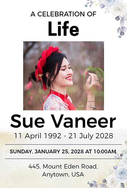 Modern Photo-Centric Celebration Of Life Design With Prominent Portrait Area And Clean Minimal Layout