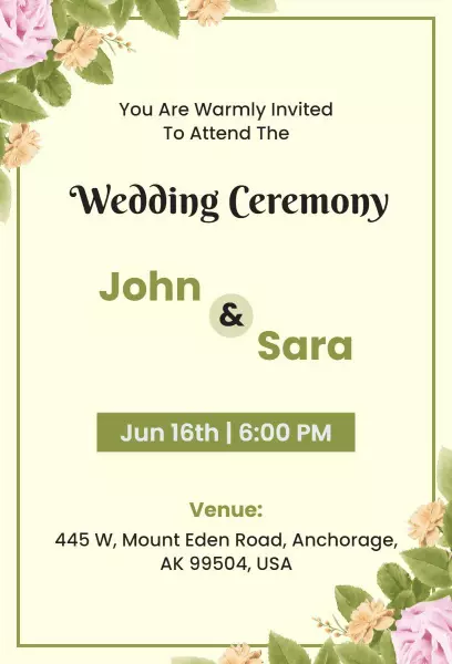 Off-white Wedding Ceremony Invitation