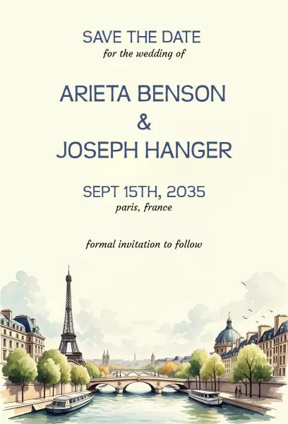 Paris Destination Wedding Invitation