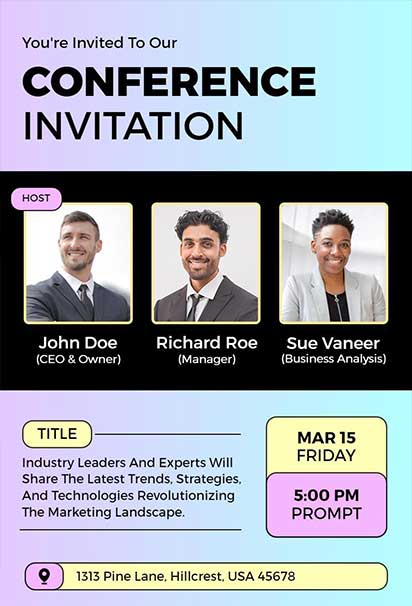 Pastel Gradient Conference Invitation With Soft Color Transitions And Clean Modern Corporate Layout