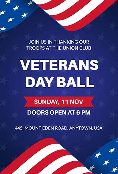 Patriotic Veterans Day Invitation With American Flag Elements And Respectful Celebration Theme