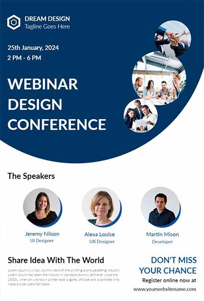 Professional Blue Corporate Webinar Invitation With Sleek Layout and Modern Business Theme