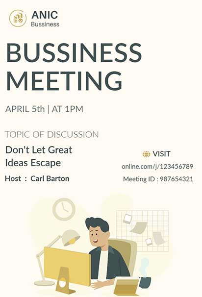 Professional Business Meeting Invitation With Clean Design And Corporate Style