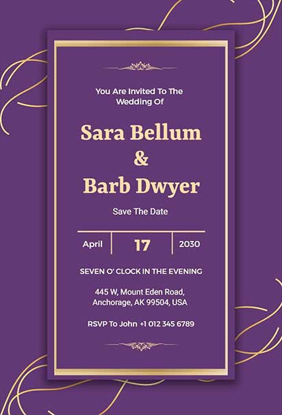 Royal Purple Luxury Wedding Save The Date Invitation With Rich Elegant Tones And Refined Decorative Accents