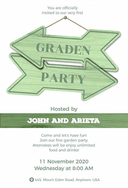 Rustic Green Garden Party Invitation With Botanical Illustrations And Natural Earthy Charm