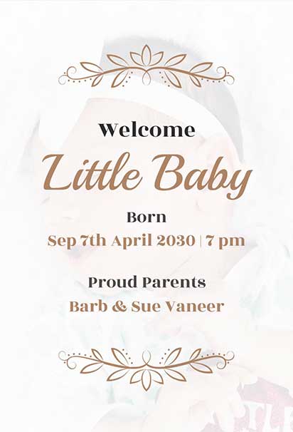 Serene Botanical Birth Announcement With Soft Greenery Accents And Calm Nature-Inspired Design