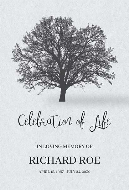 Serene Tree-Themed Celebration Of Life Memorial Design With Peaceful Greenery And Calm Nature Elements