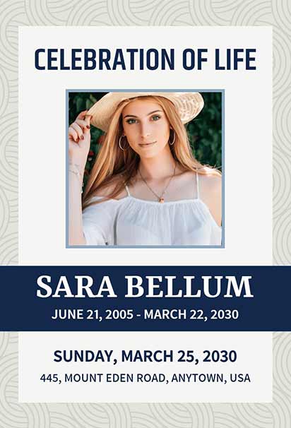 Sophisticated Navy And Taupe Celebration Of Life Design With Elegant Color Palette And Refined Layout