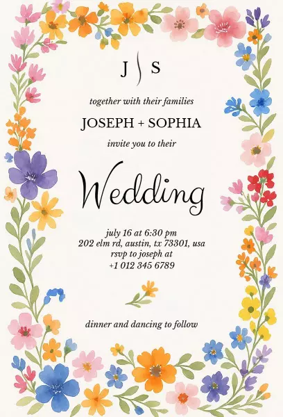 Summer Wedding Celebration Invitation 